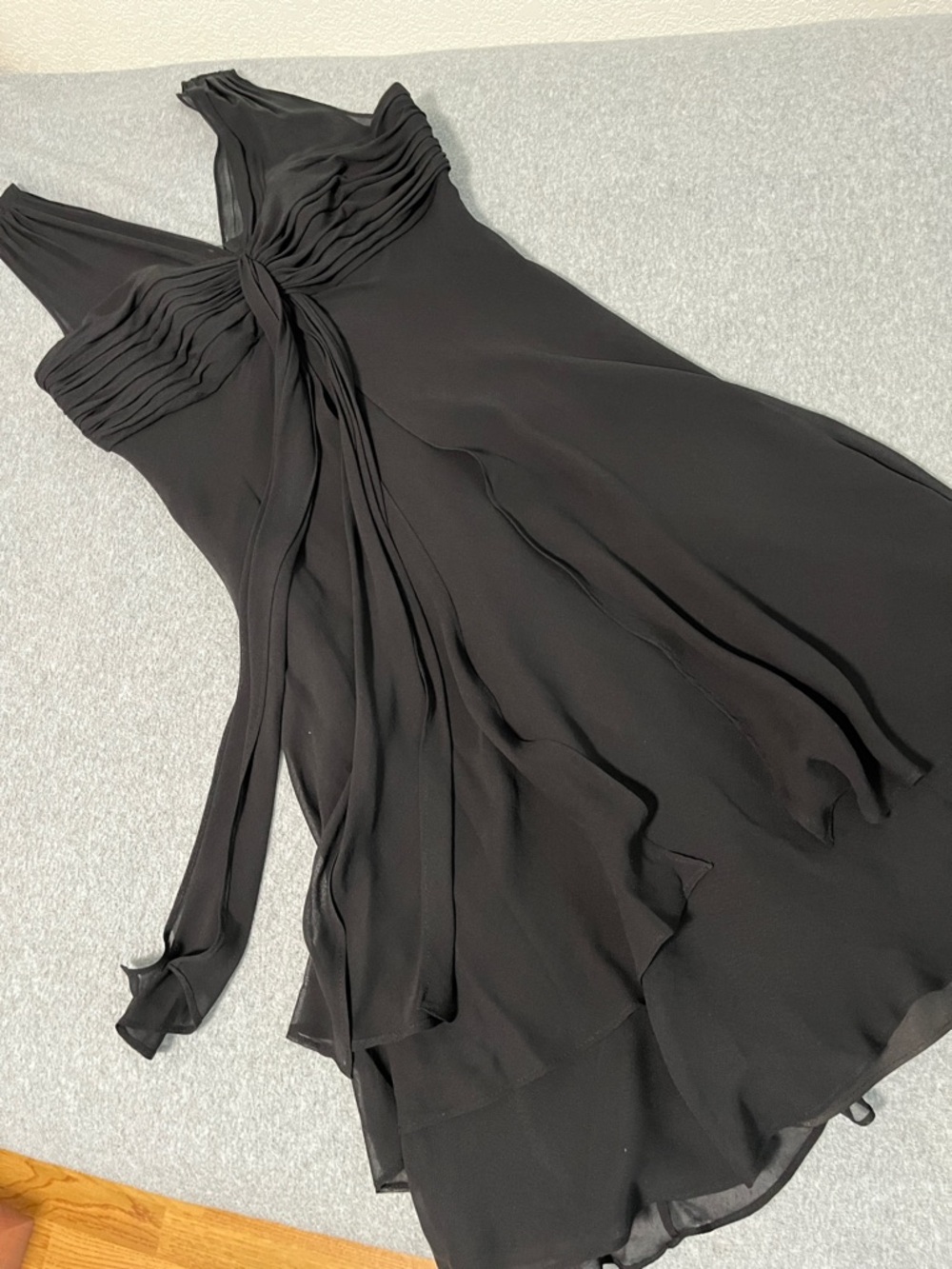 Black Silk Dress 8 Petite Retro Event Romantic Cocktail Evening Ethereal Formal